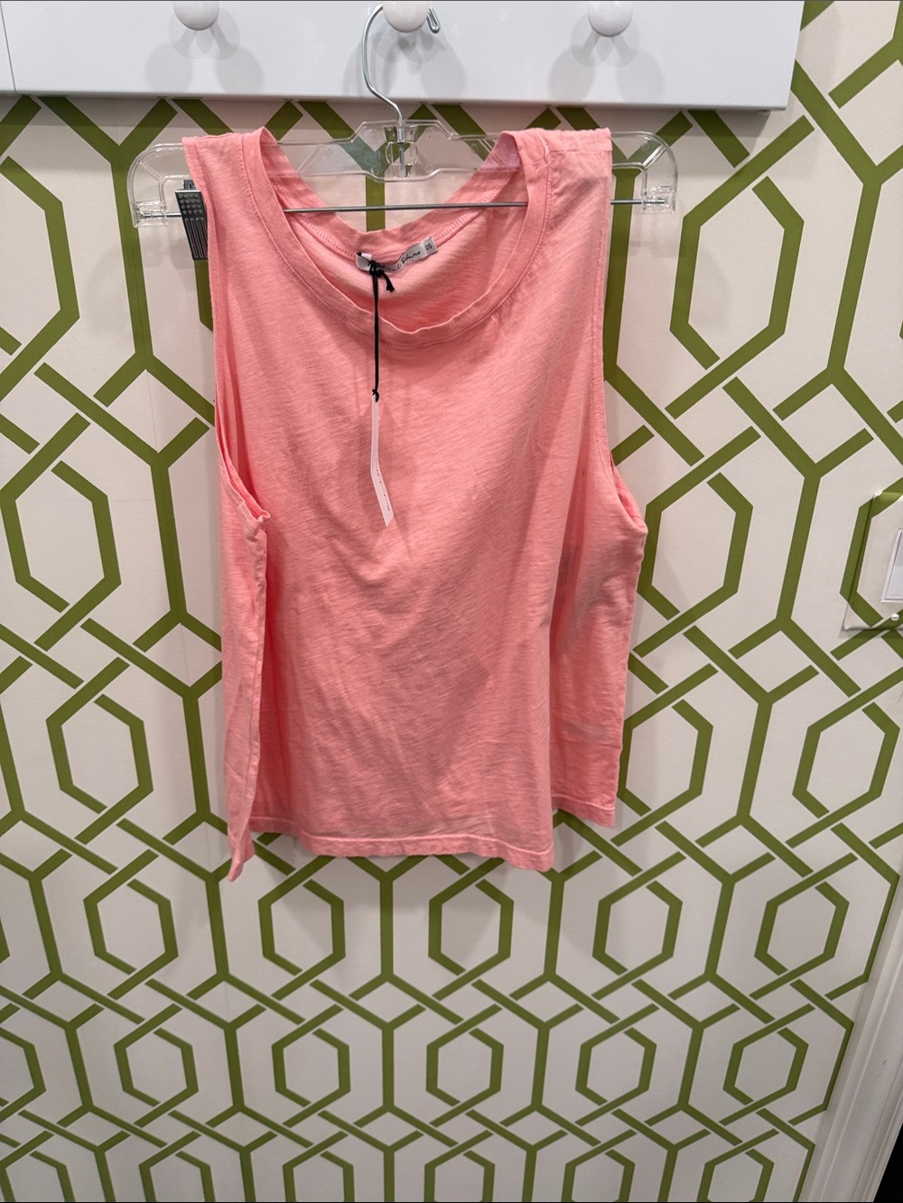 Michael Stars Pico‎ Wide Crew Sleeveless Pink Women's Tank Top in Grapefruit!